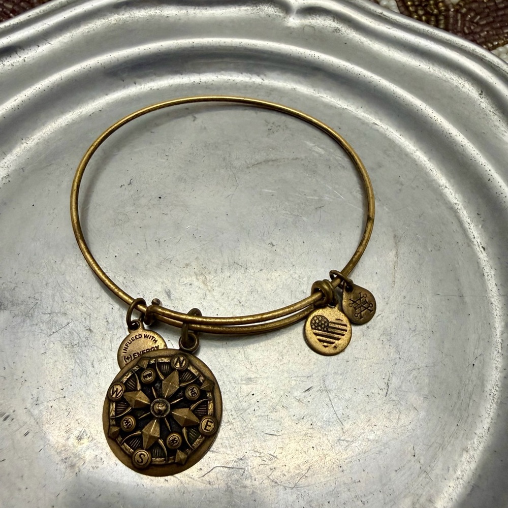 Alex and Ani Compass Gold Charm Bangle Bracelet